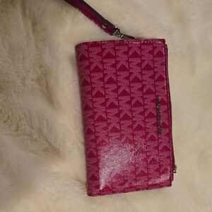 Michael Kors Pink Clutch Wristlet with Monogram Design